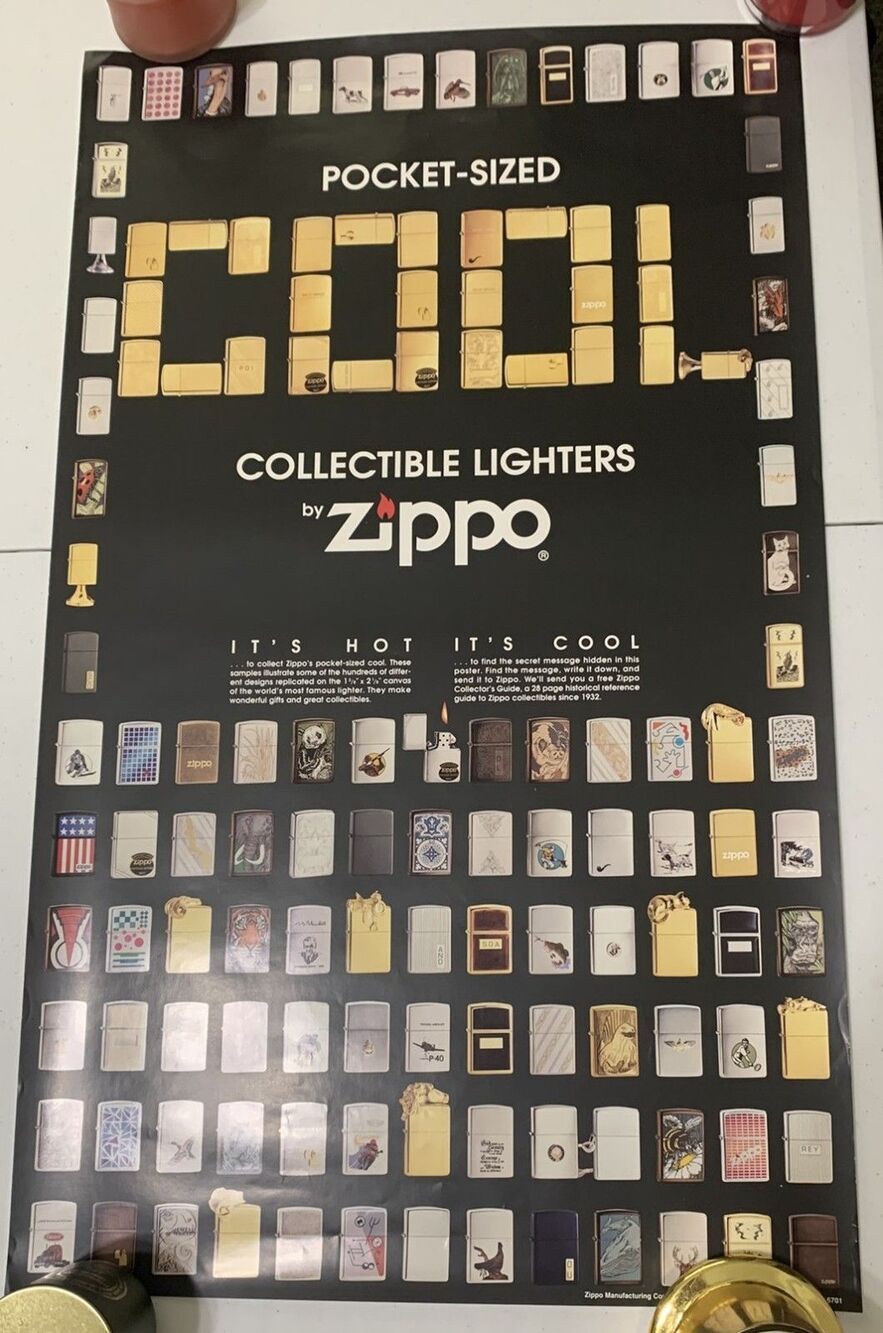 Poster Pocket Sized Cool Collectible Lighters by Zippo Poster Appx 18" x 30"